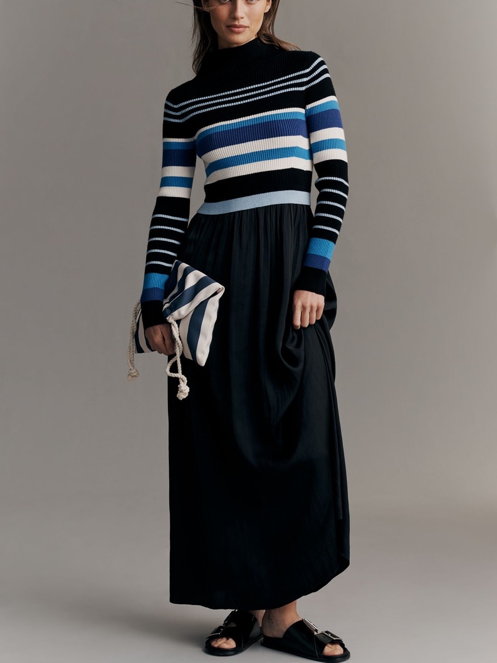Black Maxi Skirt with Elastic Waist - Women's Skirt